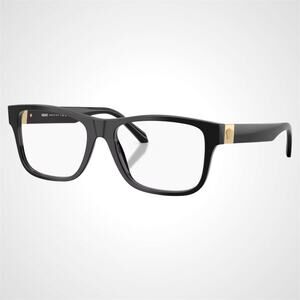 New VERSACE Eyeglasses Black Square 56-17-145mm Gold Medusa Versace